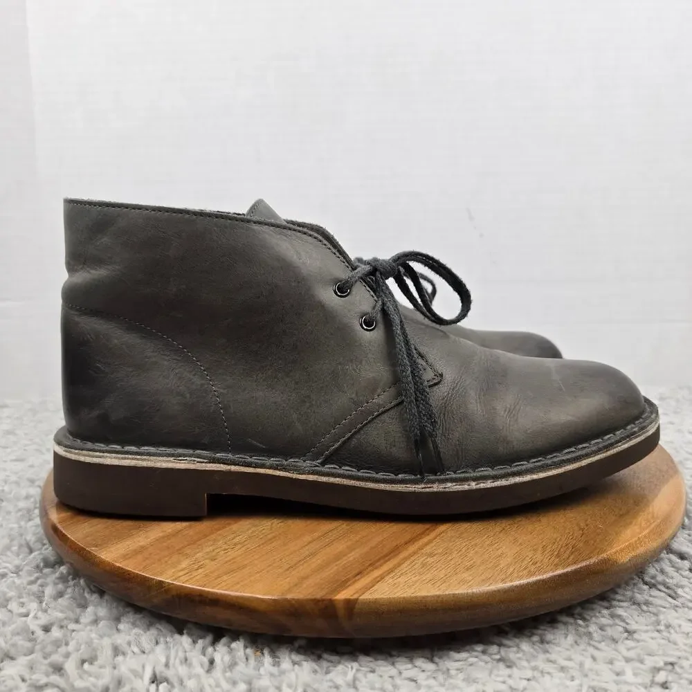 Clarks Mens 9M Bushacre 2 Gray Leather Casual Daily Lifestyle Desert Chukka Boot